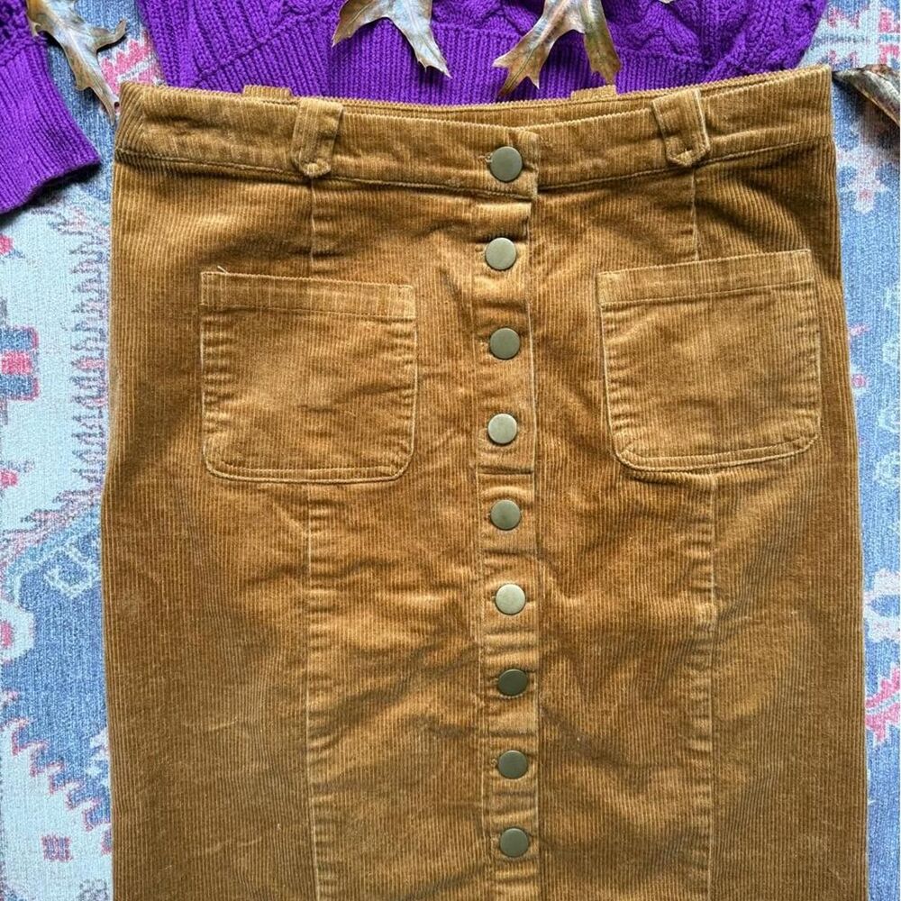 Bohme Women's Brown button down corduroy Skirt